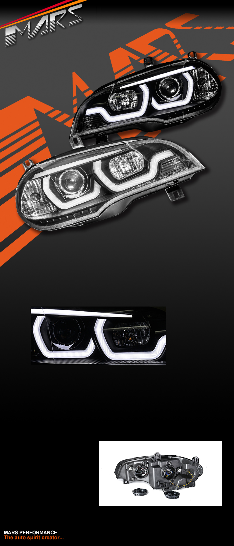 Black LED DRL projector Head Lights for BMW X-Series X5 E70 07-10