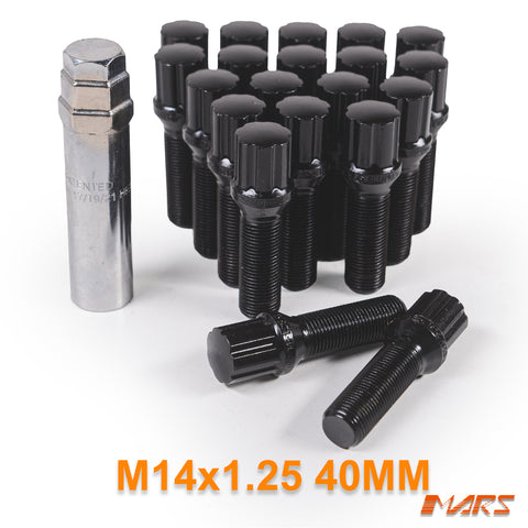 thumbnail image 2 of WheelPartsDirect Black Wheel Nuts & Locks Kit – 14x1.5, 20 Pieces (16+4 Locks) – Chrysler 300C Mk1 2005-2010 2 of 5