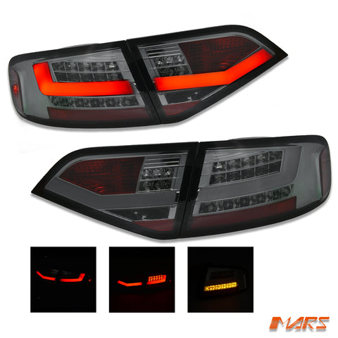 Smoked 3D LED Stripe Tail Lights for AUDI A4 B8 4D Sedan 2008-2012 Replace Stock Non-LED Lights