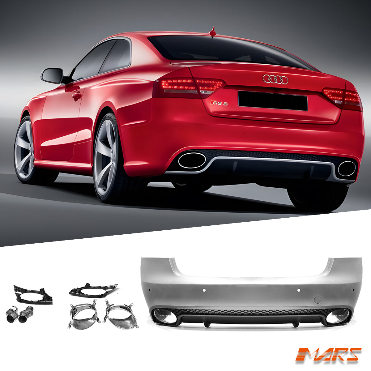 for AUDI A5 8T Coupe 08-16 -RS5 Rear Bumper Bar Bodykit & Exhaust Tips ...