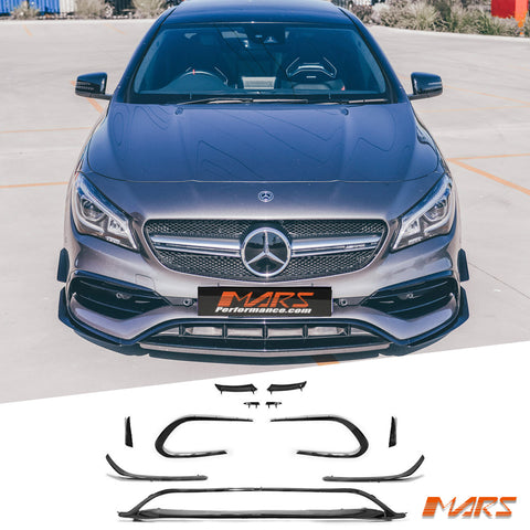 Kit Embellecedor Parachoques Delantero Para Mercedes CLA C117 AMG Line 2013-2015 - Difusor Deportivo, Color Negro Brillante