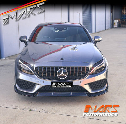 Gloss Black Brabus Style Front bumper Lip Spoiler for Mercedes-Benz C-Class C205 S205 W205 AMG Package & C43 2015-2018