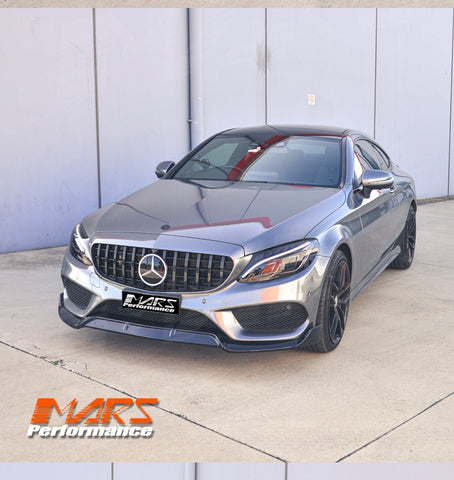 Gloss Black Brabus Style Front bumper Lip Spoiler for Mercedes-Benz C-Class C205 S205 W205 AMG Package & C43 2015-2018