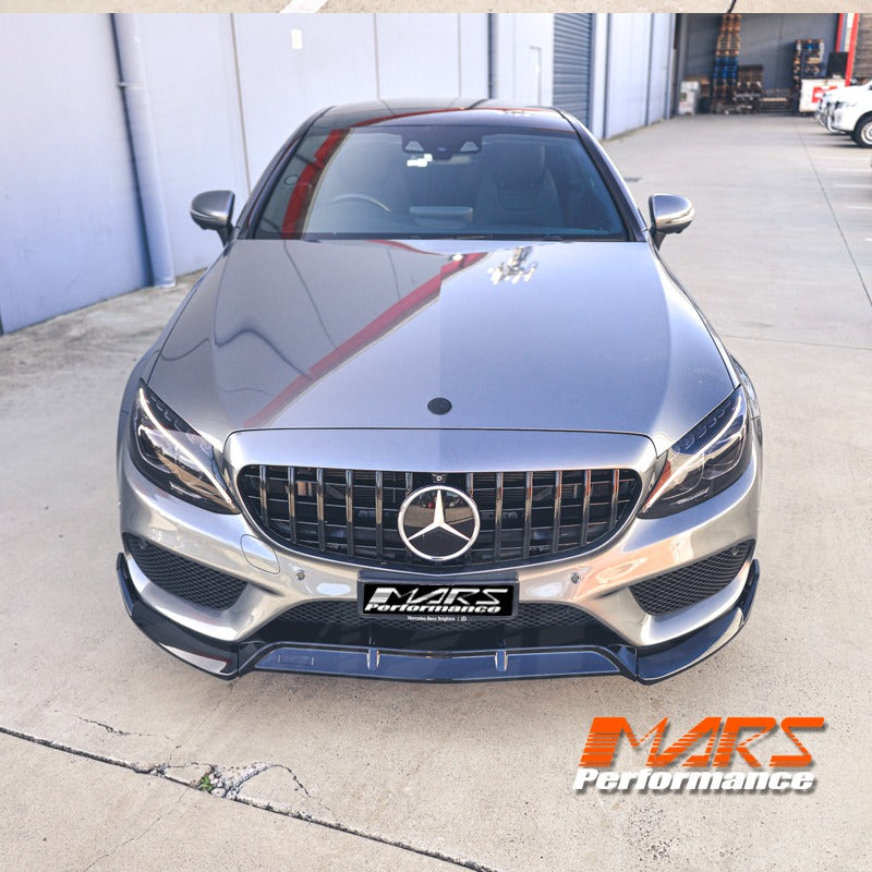Gloss Black Brabus Style Front bumper Lip Spoiler for Mercedes-Benz C-Class C205 S205 W205 AMG Package & C43 2015-2018