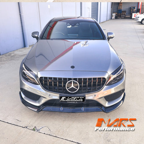 Gloss Black Brabus Style Front bumper Lip Spoiler for Mercedes-Benz C-Class C205 S205 W205 AMG Package & C43 2015-2018