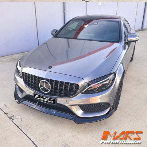 Gloss Black Brabus Style Front bumper Lip Spoiler for Mercedes-Benz C-Class C205 S205 W205 AMG Package & C43 2015-2018