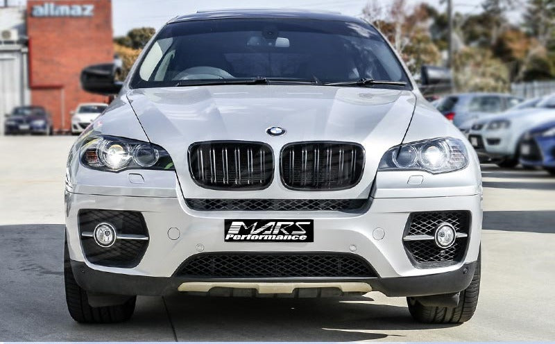 Gloss Black F86 X5M X6M Style Duel Stripe Front Kidney Grille Grill Bodykit for BMW X5 E70 & X6 E71