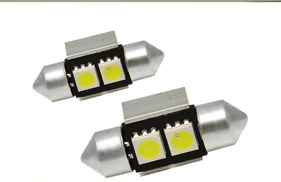 Pair of MARS CANBUS 2 Faces Festoon LED SMD bulbs ready for installation