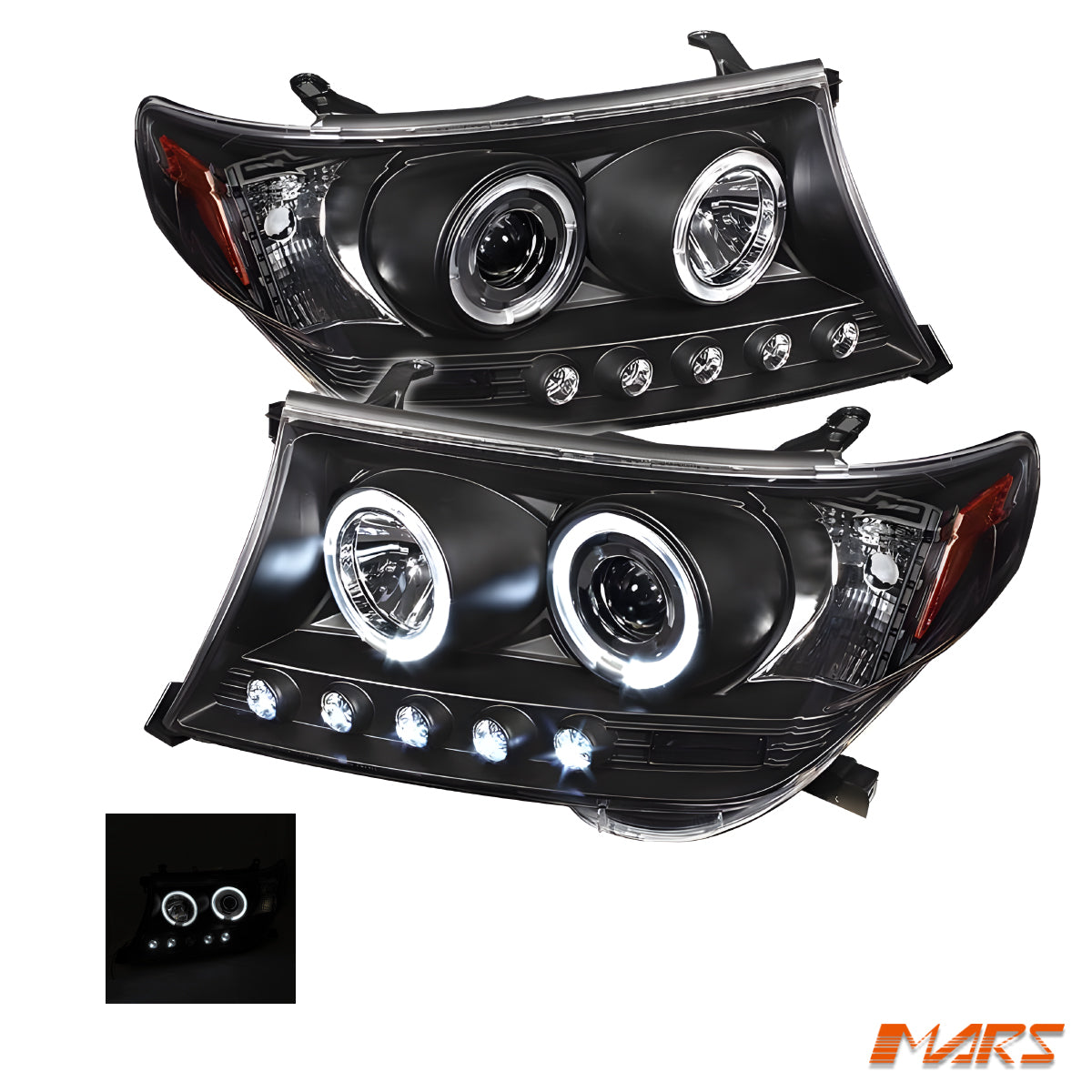 Black LED DRL & CCFL Angel Eyes Projector Head Lights for Toyota LANDCRUISER 200 Series LC200 FJ200 2007-2015