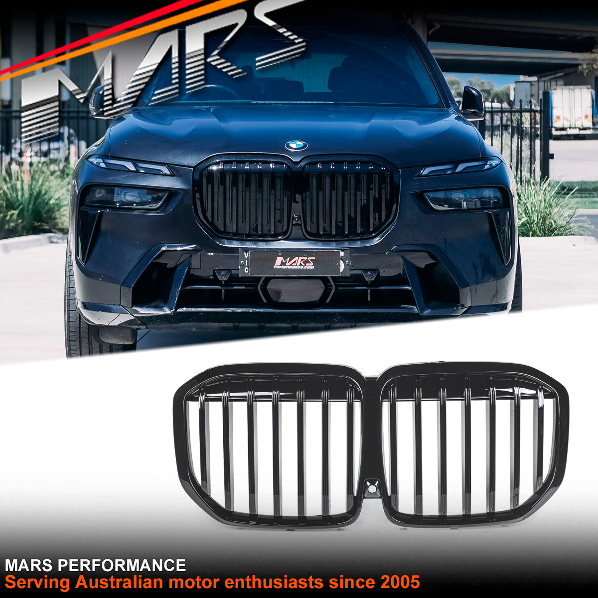 Gloss Black Front Bumper bar Kidney Grille Grill Bodykit for BMW X7 G07 LCI 2022-2024