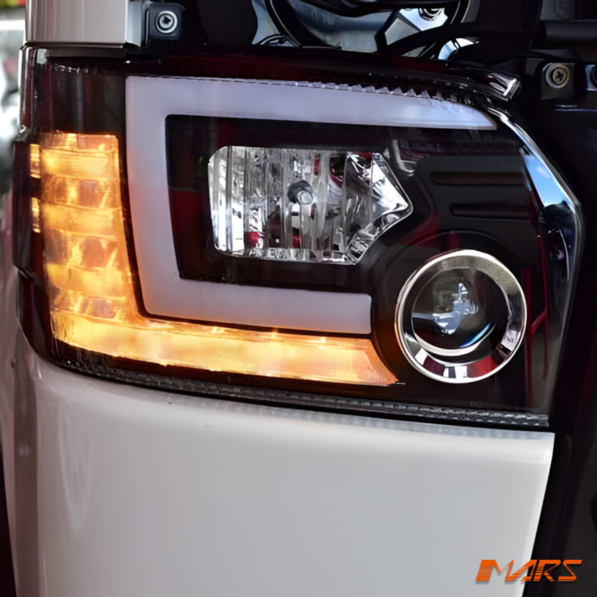 Black LED DRL Projector Head Lights with Sequential Indicators for Toyota Hiace 2015-2019