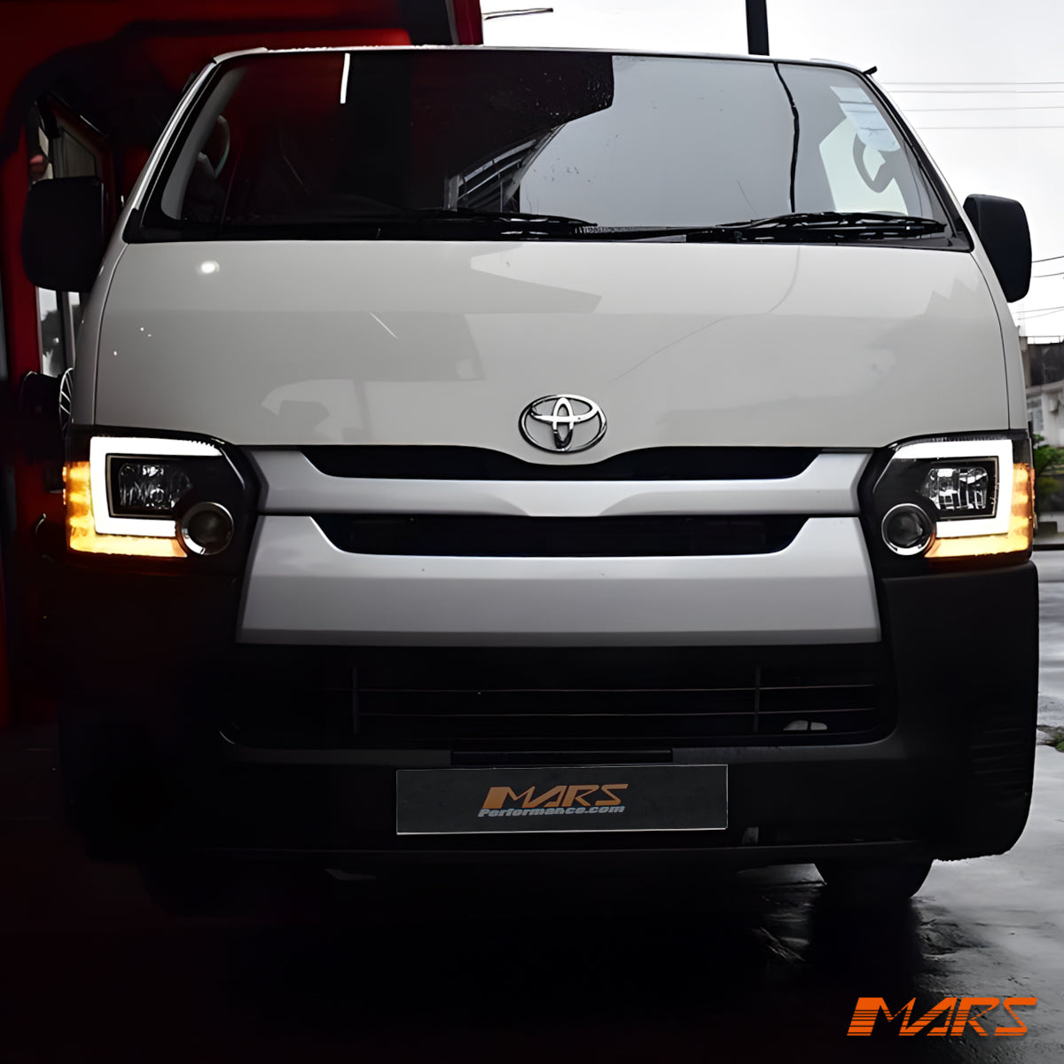 Black LED DRL Projector Head Lights with Sequential Indicators for Toyota Hiace 2015-2019
