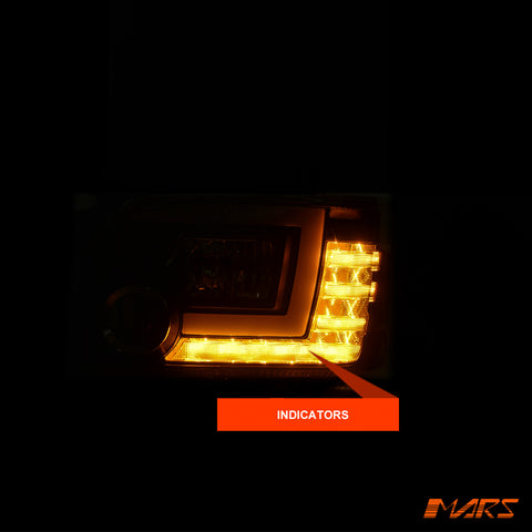Black LED DRL Projector Head Lights with Sequential Indicators for Toyota Hiace 2015-2019