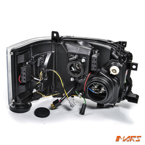 Black LED DRL Projector Head Lights with Sequential Indicators for Toyota Hiace 2015-2019
