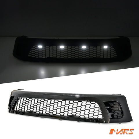 Gloss Black Front Bumper Bar Grille Grill Bodykit with LED lights for Toyota Hilux Revo & TRD 2015-2018 & Rugged WorkMate 2015-2020