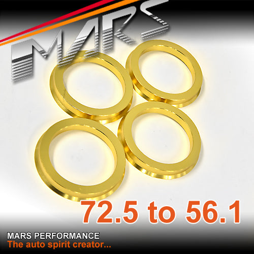 Mars Performance Aluminium Hub Centric Rings (OD 72.5/72.6 mm to ID 56.1 mm)