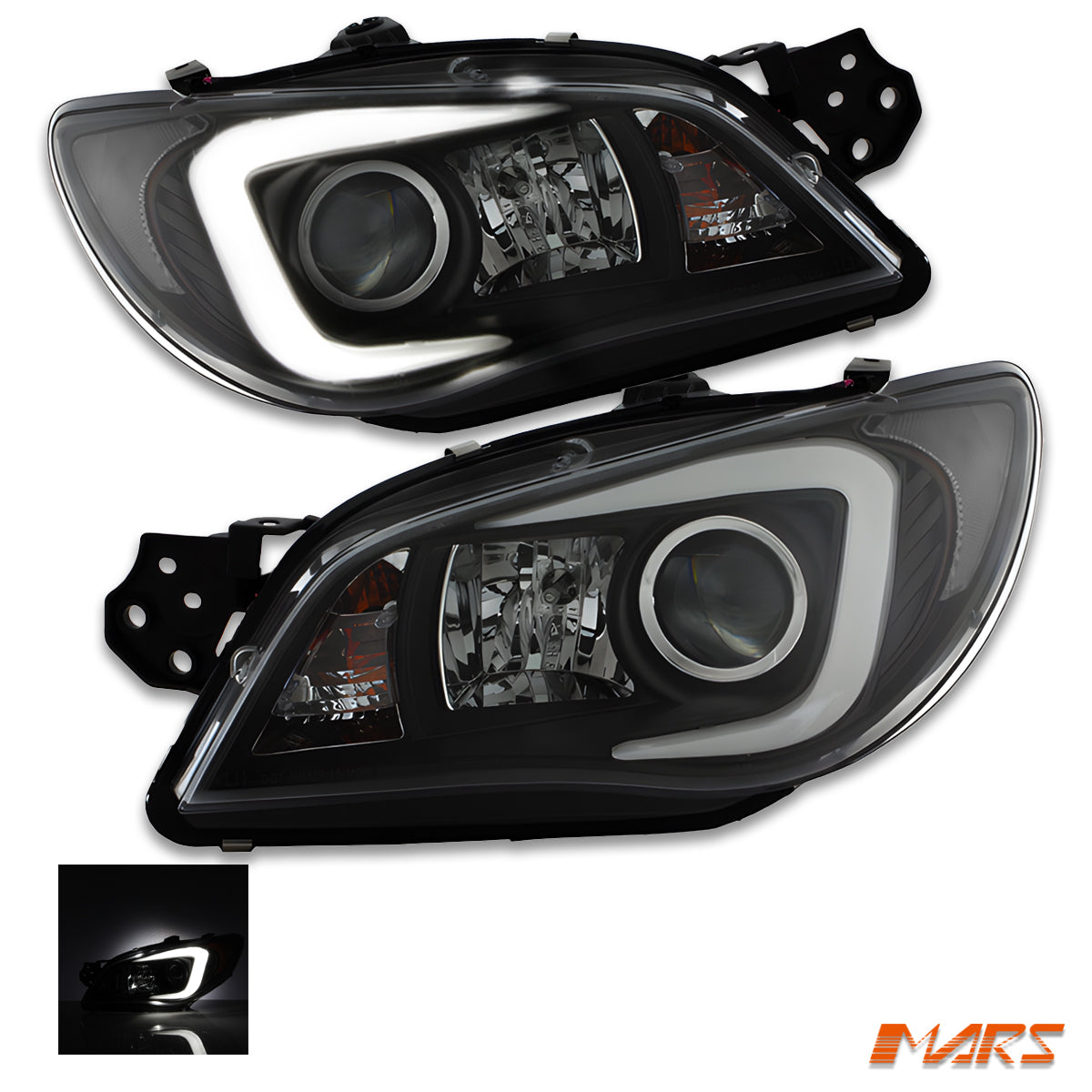 Replace Stock Halogen Model LED 3D Stripe Bar DRL Projector Head Lights for Subaru Impreza GD 2005-2007