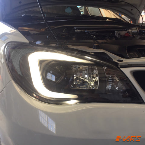 Replace Stock Halogen Model LED 3D Stripe Bar DRL Projector Head Lights for Subaru Impreza GD 2005-2007