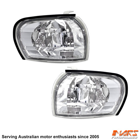 Clear Headlights & Corner Turn Signal Set For 1993-2001 Subaru Impreza - Direct Replacement, Chrome Housing