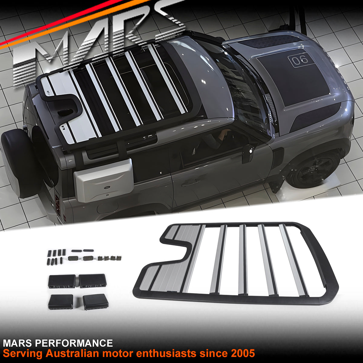 Silver Roof Expedition Rack kit for Land Rover Defender L663 90 2020-2 ...
