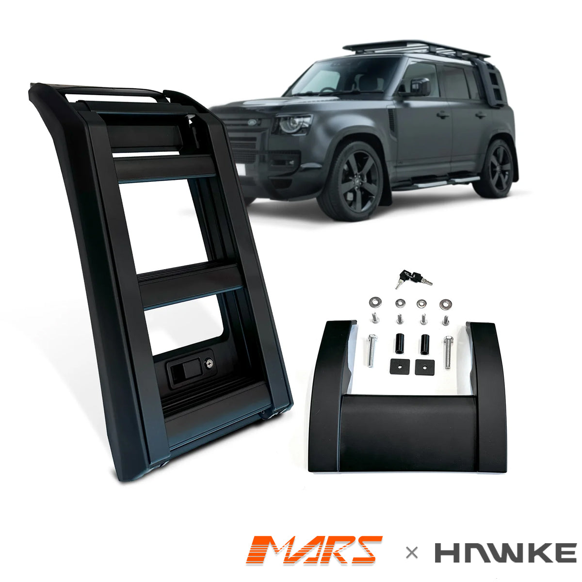 Black Deployable side-mounted ladder Step for Defender L663 90 110 130 ...