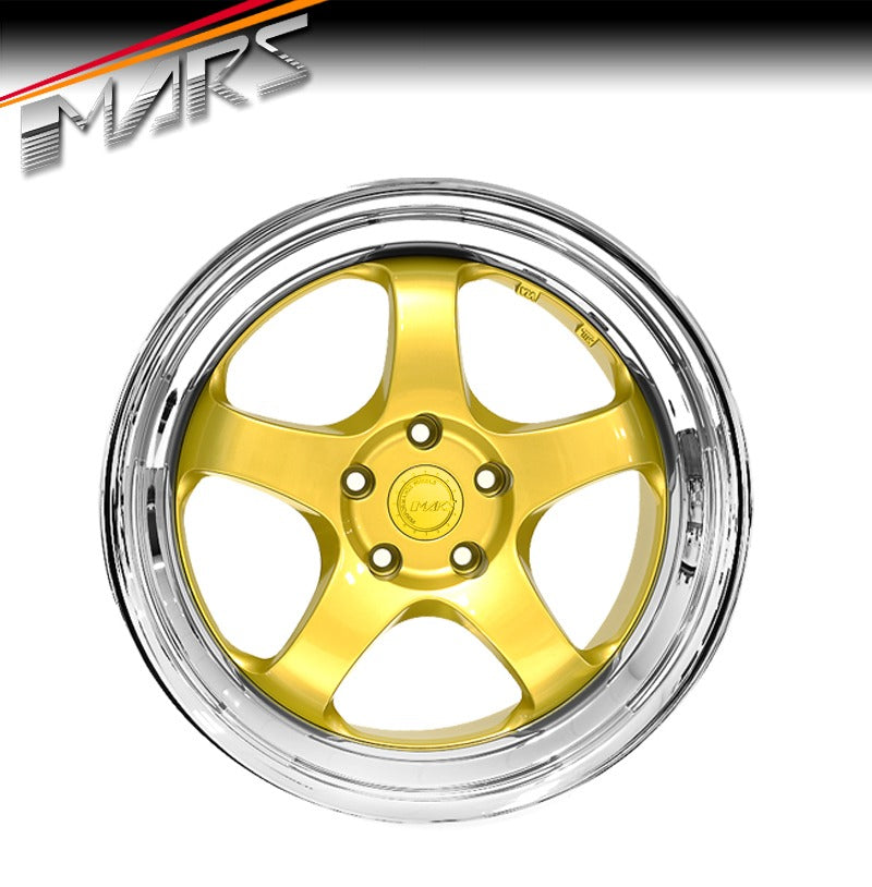 MARS MP-S1 4x 18 Inch Gold Face with deep Chrome dish Alloy Wheels Rims 5x114.3