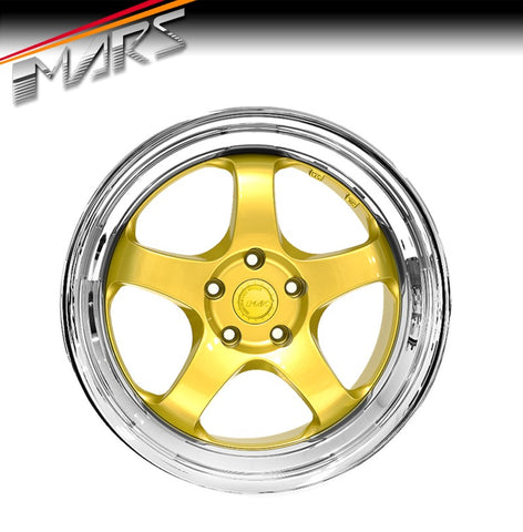 MARS MP-S1 4x 18 Inch Gold Face with deep Chrome dish Alloy Wheels Rims 5x114.3