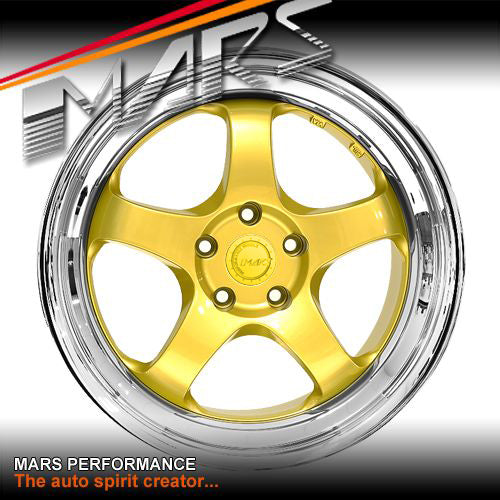 MARS MP-S1 4x 18 Inch Gold Face with deep Chrome dish Alloy Wheels Rims 5x114.3