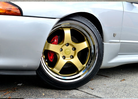 MARS MP-S1 4x 18 Inch Gold Face with deep Chrome dish Alloy Wheels Rims 5x114.3