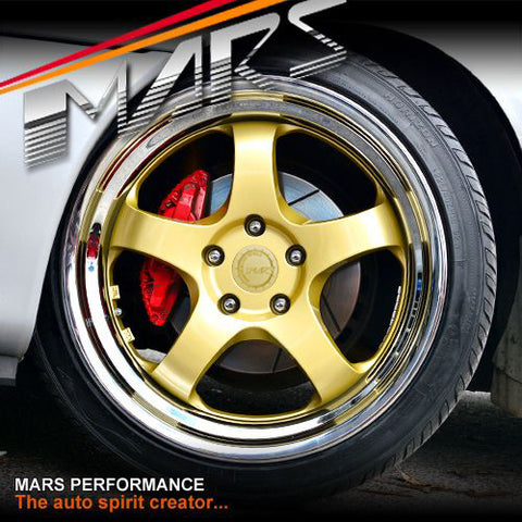 MARS MP-S1 4x 18 Inch Gold Face with deep Chrome dish Alloy Wheels Rims 5x114.3
