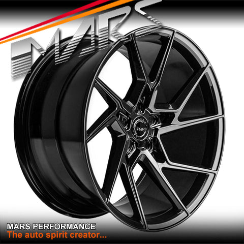 MARS MP-T4 Gloss Black 20 Inch Twist Spork Concave Alloy Wheels Rims 5x120