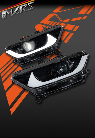 Black Full LED DRL Dual Beam Head Lights for Ford Mustang FM Coupe 2015-2017