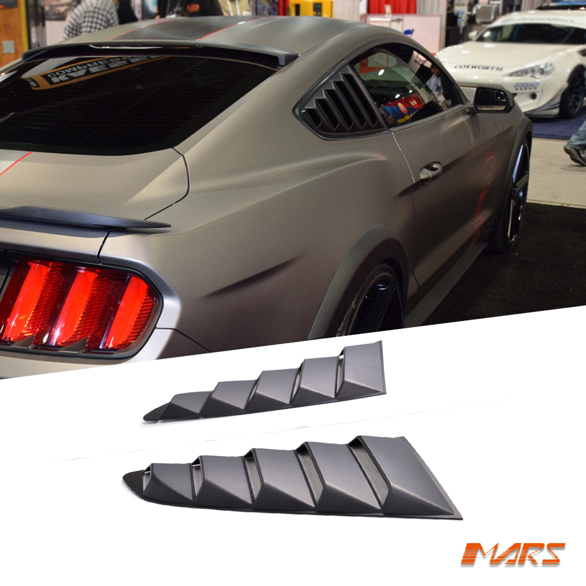 thumbnail image 2 of Black Mesh Front Fender Side Vent Covers For 2015-2023 Ford Mustang – Matte Black, Adhesive 2 of 4