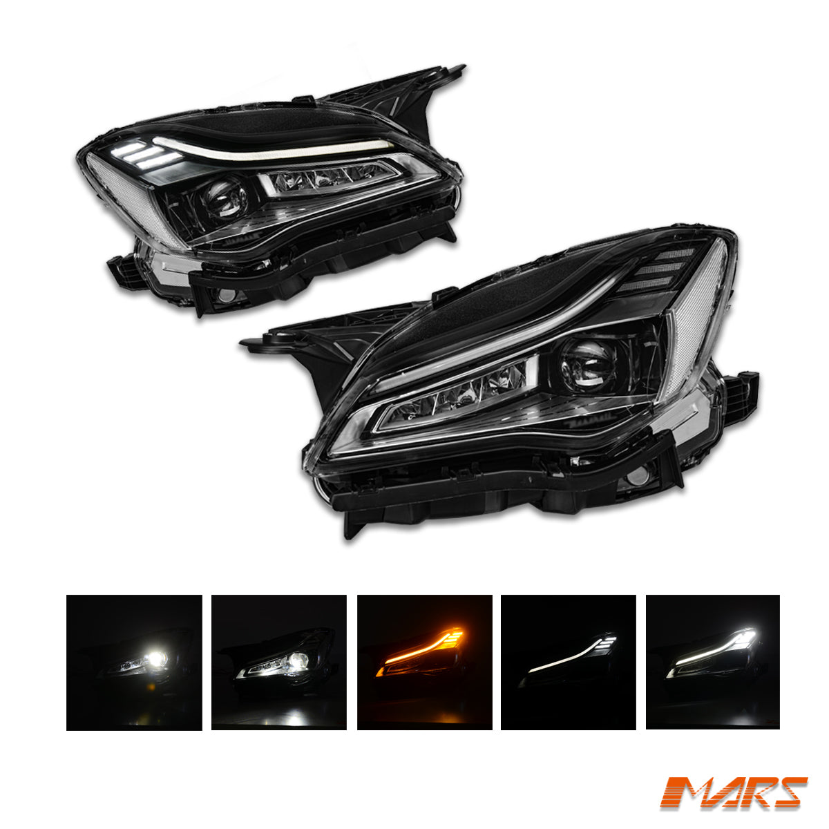 Black Facelift Trofeo Style Full LED Head Lights for Maserati Quattroporte M156 2013-2020