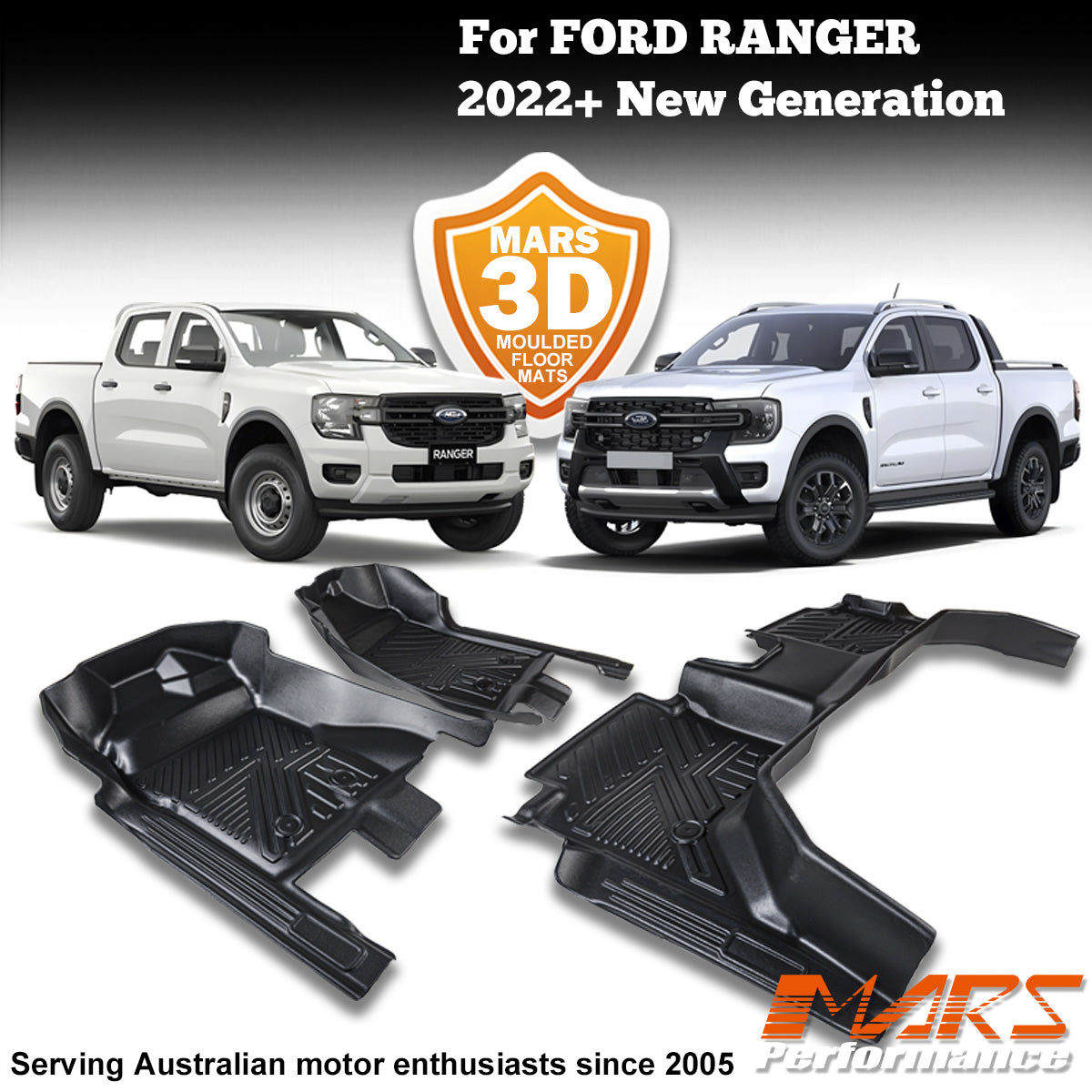 TPE 3D Moulded Car Floor Mats for NEW GEN Ford Ranger Dual Cab 2022 ...