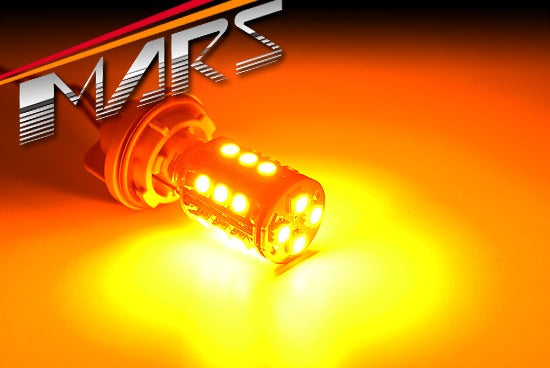 MARS S25 1156 BAU15S Amber Turn Signal Bulbs installed in car indicator lights