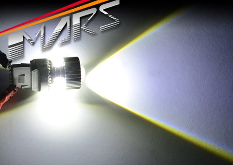 Bright white light from MARS T20 LED Reverse Bulbs providing enhanced rear visibility