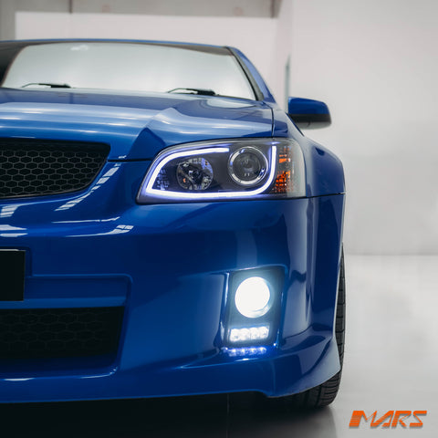 Black 3D DRL LED Projector Head Lights for Holden Commodore & HSV VE Series 1 2006-2009