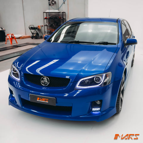 Black 3D DRL LED Projector Head Lights for Holden Commodore & HSV VE Series 1 2006-2009