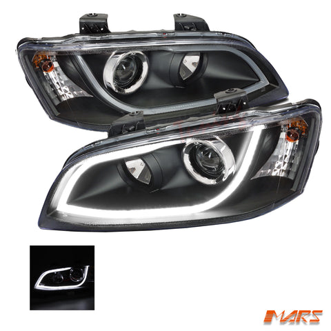 Black 3D DRL LED Projector Head Lights for Holden Commodore & HSV VE Series 1 2006-2009