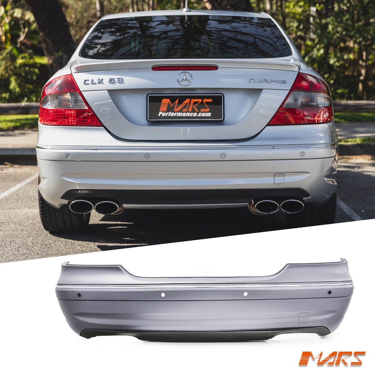 AMG CLK63 Style Rear Bumper bar & Diffuser for Mercedes - Benz CLK Class W209 C209 Coupe - Mars Performance