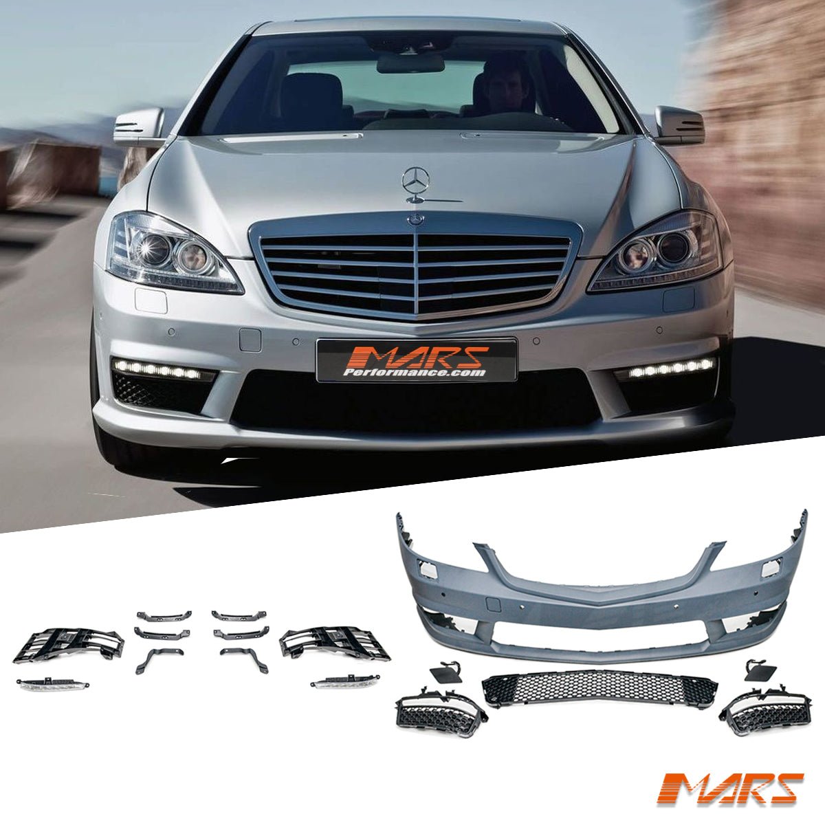 AMG Style Front Bumper bar Bodykit & DRL Lights for Mercedes - Benz S - Class W221 & S63 S65 2006 - 2013 - Mars Performance