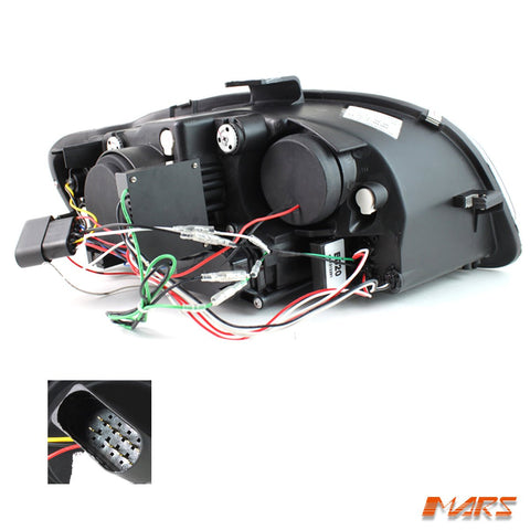 Black 3D Day - Time LED Stripe DRL Projector Head Lights for AUDI A4 S4 RS4 B7 2005 - 2008 - Mars Performance