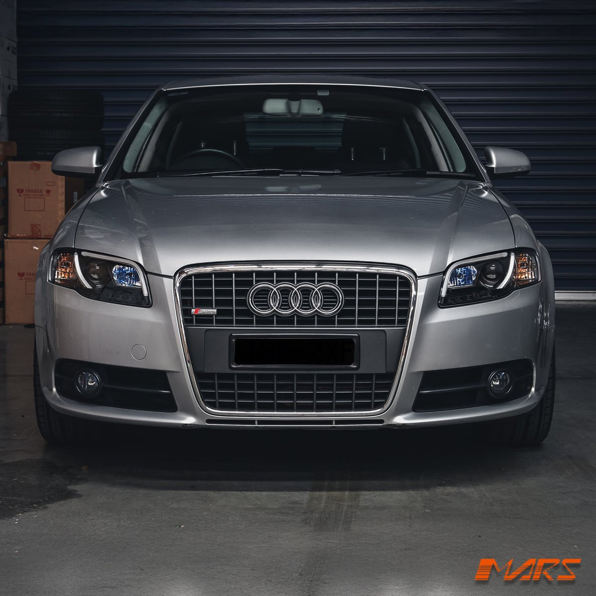 Black 3D Day - Time LED Stripe DRL Projector Head Lights for AUDI A4 S4 RS4 B7 2005 - 2008 - Mars Performance