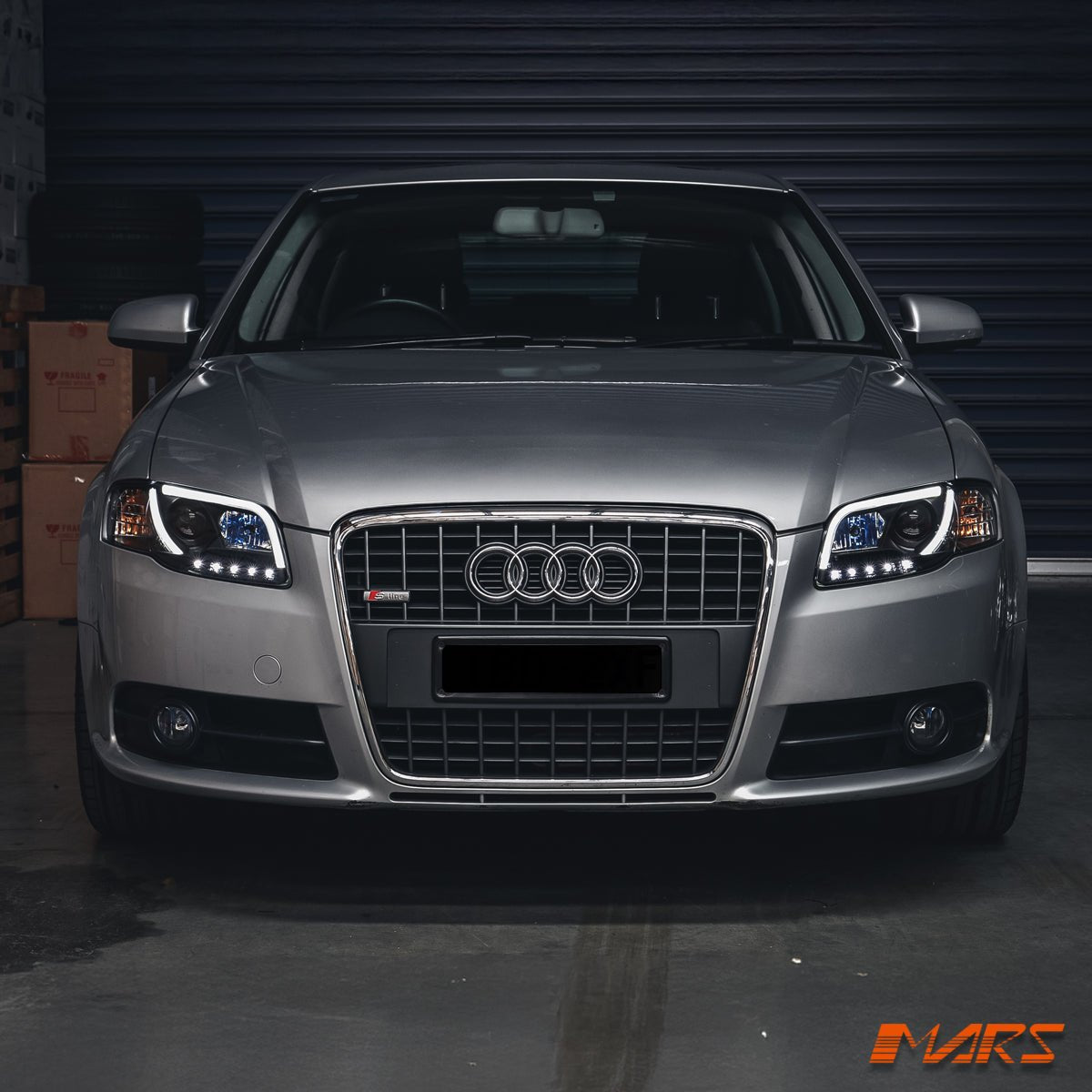 Black 3D Day - Time LED Stripe DRL Projector Head Lights for AUDI A4 S4 RS4 B7 2005 - 2008 - Mars Performance