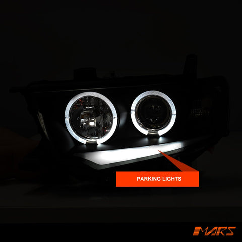 Black 3D DRL & Angel Eyes Projector Head Lights for MITSUBISHI Challenger PB PC 2008 - 2015 - Mars Performance