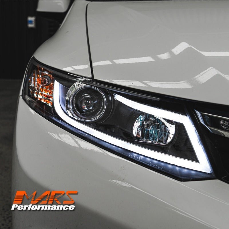 Black 3D DRL Stripe Bar Projector Head Lights for Honda Civic 9th Gen FB Sedan 2012 - 2016 - Mars Performance