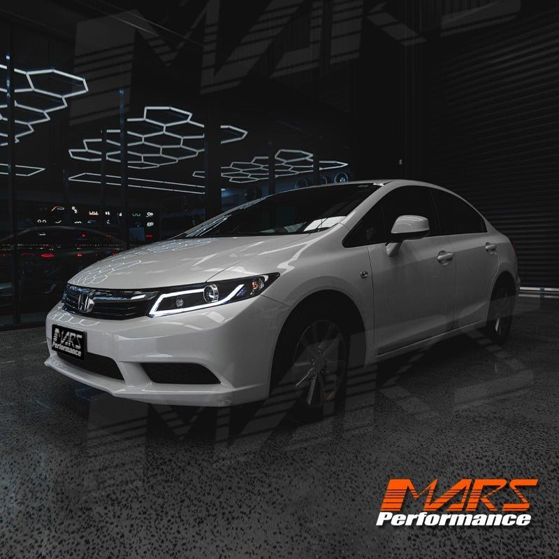 Black 3D DRL Stripe Bar Projector Head Lights for Honda Civic 9th Gen FB Sedan 2012 - 2016 - Mars Performance