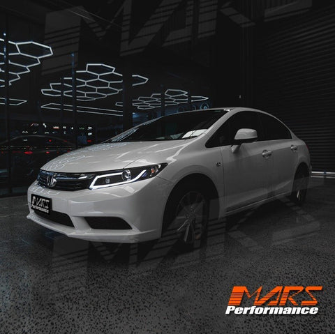 Black 3D DRL Stripe Bar Projector Head Lights for Honda Civic 9th Gen FB Sedan 2012 - 2016 - Mars Performance