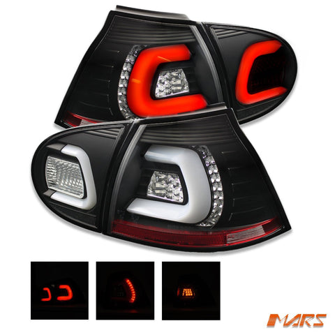 Black 3D Full LED Tail lights for VolksWagen VW Golf V Hatch MK - 5 2004 - 2009 - Mars Performance
